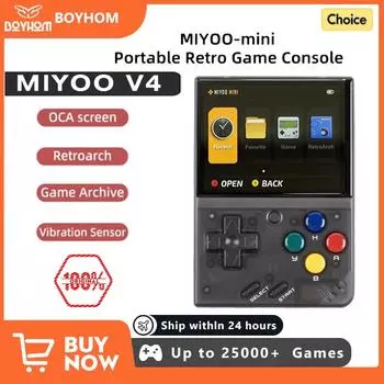 Портативная игровая консоль MIYOO MINI V4 с открытым исходным кодом, ретро-экран, игровые приставки с IPS-матрицей, Linux-система, игровой мальчик, подарок No Card(0 Games)