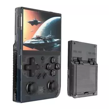 Портативная игровая консоль R35 Plus Retro с открытым исходным кодом, Linux-система, 3,5-дюймовый IPS-экран, портативный карманный видеоплеер, 64 ГБ игр 64GB чёрный