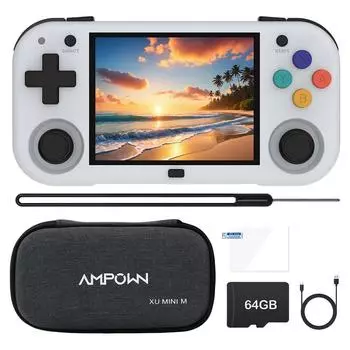 Портативная игровая консоль с экраном IPS 2,8 дюйма, ретро-симулятор, видеоплеер(Серый 64Г)