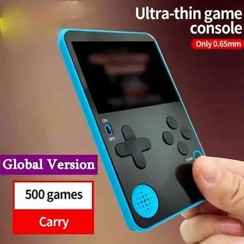 Портативная игровая консоль, ультратонкий игровой плеер, встроенный 500 игр, портативная игровая консоль в стиле ретро синий