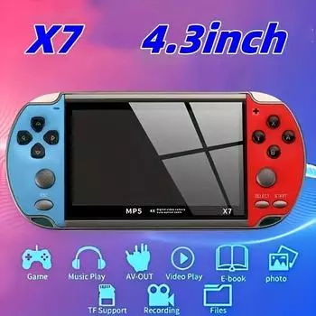 Портативная игровая консоль X7 с 4,3-дюймовым HD-экраном, портативный аудио-видеоплеер, классическая игра, более 1000 встроенных бесплатных игр