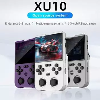 Портативная игровая консоль XU10 в стиле ретро, 3,5-дюймовый экран, перезаряжаемая батарея 3000 мАч, ручная система для видеоигр