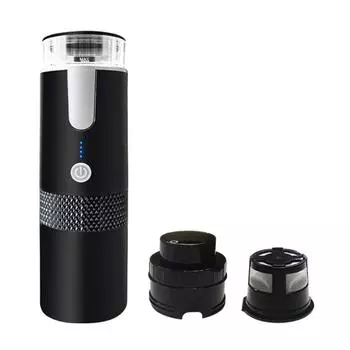 Портативная кофемашина Nespresso для эспрессо, перезаряжаемая кофемашина для путешествий на открытом воздухе, встроенный аккумулятор, порошок и капсулы для извлечения кофе чёрный