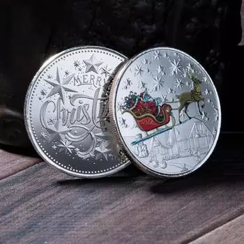 Портативная коллекционная монета с рождественской атмосферой, элемент металлического узора, монета, подарок для дома серебряный