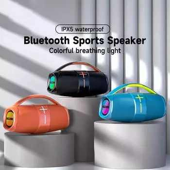 Портативная колонка TWS Bluetooth 5.3 уличный динамик со сбалансированным басом AUX MP3-плеер водонепроницаемый чёрный