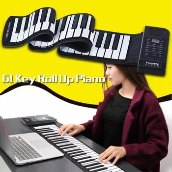 Портативная силиконовая 61-клавишная свернутая электронная MIDI-клавиатура для фортепиано со встроенным громкоговорителем UK Plug