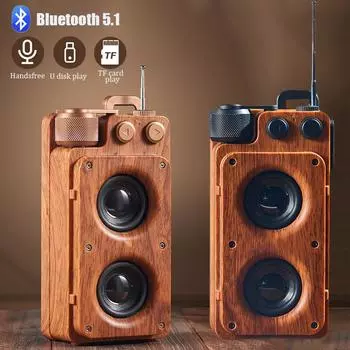 Портативное ретро FM-радио, беспроводная связь Bluetooth 5.0, два динамика, сабвуфер, MP3-плеер, поддержка громкой связи USB/TF-карта/AUX Play золотой