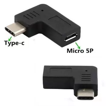 Портативный адаптер Micro USB - USB C, изгиб 90 градусов, конвертер, поддержка зарядки и передачи данных для планшетов, телефонов, игровых консолей
