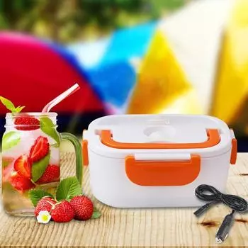 Портативный электрический подогреваемый ланч-бокс из нержавеющей стали Plastic tube car 12V/24V оранжевый