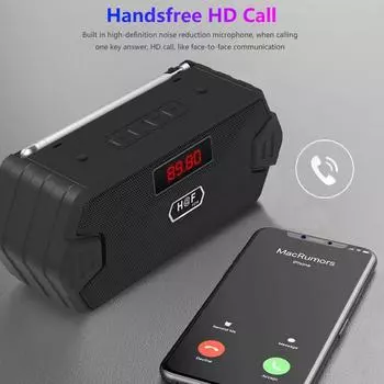 Портативный Bluetooth-динамик, беспроводная басовая колонка, наружные USB-динамики с FM-радио, AUX TF, MP3-сабвуфер, громкоговоритель для телефона, ПК None чёрный