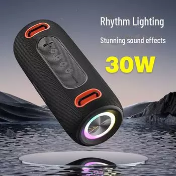 Портативный Bluetooth-динамик мощностью 30 Вт: Высокая громкость, качественный звук, водонепроницаемость IPX6, ритмичная цветная подсветка для использования на открытом воздухе Standard чёрный