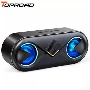 Портативный Bluetooth-динамик TOPROAD, 10 Вт, беспроводная стереобасовая колонка, поддержка TF-карты, AUX USB чёрный