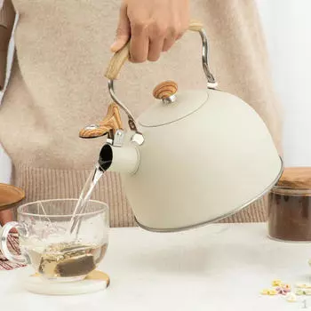 Портативный чайник со свистком и ручкой, кухонный чайник для кофе