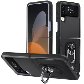Портативный чехол для телефона с кольцом-подставкой для Samsung Galaxy Z Flip4 5g Flip 4, противоударный чехол для Samsung Z Flip 4, чехлы for Samsung Z Flip 4 чёрный