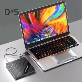 Портативный DVD-плеер USB 3.0 Type C 7-в-1 Компакт-дисковый записывающий привод с кард-ридером USB-концентратор Внешний DVD-привод для Windows Mac PC Ноутбук чёрный