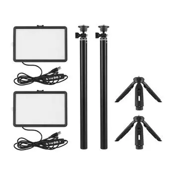 Портативный комплект видеоподсветки Andoer RGB с 2 * светодиодными видеоподсветками, 7 цветов, освещение 3200K-5600K 10 чёрный