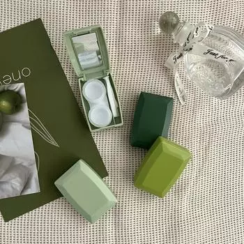 Портативный мини-бокс для контактных линз с зеркалом, пластиковый футляр для контактных линз, зеленый футляр для ухода за линзами, дорожный подарочный ящик для дома и отдыха