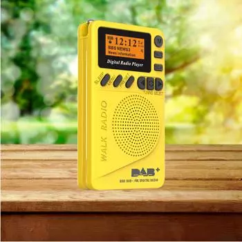 Портативный мини-радиоприемник, карманный DAB/DAB+, цифровое радио, FM, ЖК-дисплей, хороший звук, динамик, длительный срок службы батареи жёлтый