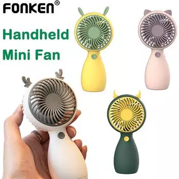 Портативный мини-вентилятор Fonken с мультяшными животными, перезаряжаемый ручной USB-вентилятор для дома, студенческого общежития, летние гаджеты для кемпинга зелёный