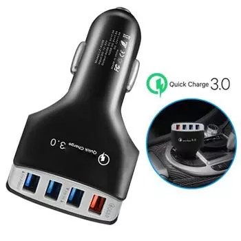 Портативный QC 3.0 Quick Charge 4 USB-порта Адаптер зарядного устройства для автомобильного прикуривателя чёрный