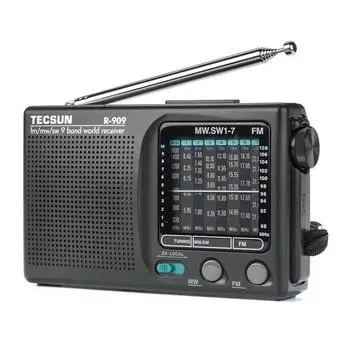 Портативный радиоприемник TECSUN R-909 FM MW (AM) SW (коротковолновый), 9 диапазонов, мировой приемник
