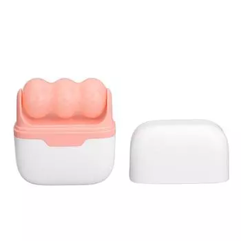 Портативный роликовый массажер для лица Ice Face Roller, снятие мышечной боли, мигрени, 2 в 1, для лечения опухших глаз, розовый розовый