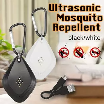 Портативный ультразвуковой репеллент от комаров - зарядка через USB, интеллектуальное преобразование частоты, защищает вашу семью от насекомых чёрный