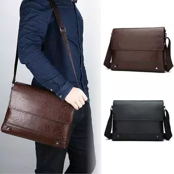 Портфель для мужчин PU Tote Commuting Laptop Shoulder Executive Business Work Messenger Crossbody Side Designer Bag чёрный