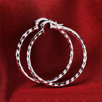 Посеребренные серьги S925 Серебряные серьги Посеребренные модные круглые женские серьги Серьги Очарование