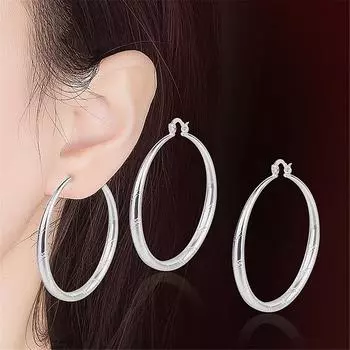 Посеребренные серьги Серебряные серьги S925, модные и модные ретро-серьги с круглым узором в европейском и американском стиле, большие серьги 3CM