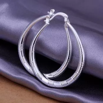Посеребренные серьги Серебряные серьги S925 серебряные украшения в стиле ретро маленькие U-образные серьги со спиральной рябью