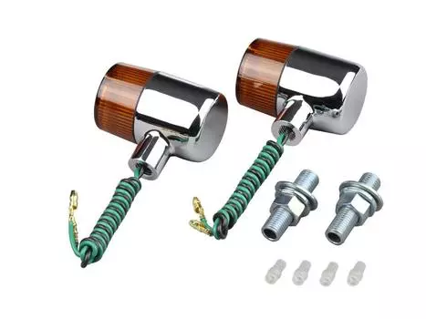 POSH FAITH Motorcycle Turn Classic 71 Single Bulb Not Pack of Chrome Body with Orange 095091 Signals, Type, (Bulb Included), 2, M10, Lens,