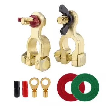 Positive & Negative Battery Terminal Connector Top Post End Clamp For Car Marine