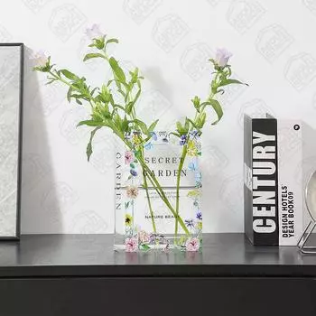 Последняя книга-ваза для гостиной - Акриловая ваза для водных растений - Прозрачная ваза для домашнего декора - Подоконник, настольный декор для дома