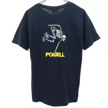 POWELL Classic Back print Short sleeve T-shirt S Navy Men s Used
