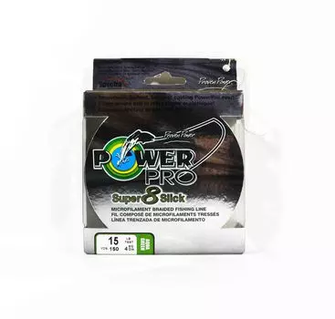 Power Pro Super 8 Slick Spectra Line, 15 фунтов на 150 ярдов, зеленый (0626) зелёный