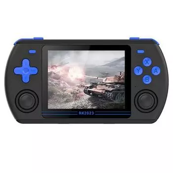 Powkiddy RK2023, 16 ГБ + 64 ГБ, портативная игровая консоль в стиле ретро, 3,5-дюймовый IPS-экран, чип RK3566, Linux с открытым исходным кодом, двойной динамик, черный