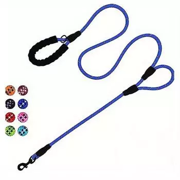 Поводок для собак Pet Rope длиной 6 футов, с мягкой подкладкой, с двумя ручками, прочный, светоотражающий поводок с двумя ручками для обучения технике безопасности, поводки