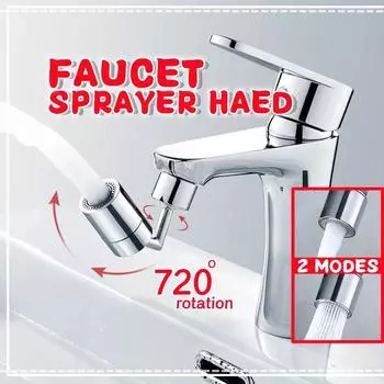 Поворотный смеситель с распылительной головкой 720° из АБС-пластика, аэратор для кухонного крана, вращающийся удлинитель для ванной комнаты, фильтр-насадка с двумя режимами экономии воды