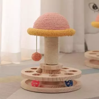 Поворотный стол из цельного дерева, игрушка для кошек, сизаль, коготь, шлифовка и развлечение, блокнот для кошек, принадлежности для кошек S