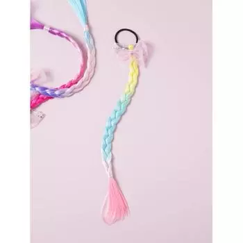 Повязка на голову для парика Daiso Gradient pink (yellow+blue+pink (tail))