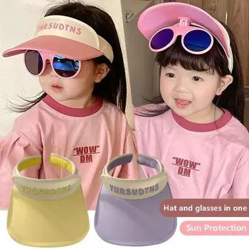 Повязка на голову Gorras с очками, соответствующая затеняющей шляпе, пустой цилиндр, детские солнцезащитные шляпы, кепка в корейском стиле