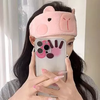 Повязка на голову из кораллового флиса с рисунком капибала, быстросохнущая, с впитыванием воды, повязка на голову для снятия макияжа с лица, чехол для волос бежевый