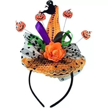 Повязка на голову Needzo Ghost and Pumpkin Orange Sequins Witch Hat Halloween