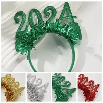 Повязка на голову с блестками 2024, пластиковый новогодний головной убор, новогоднее платье, новогоднее платье