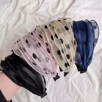 Повязка на голову с красивым точечным принтом, моющаяся, против падения, женский обруч для волос, инструмент для укладки волос чёрный