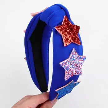 Повязка на голову со звездой ко Дню независимости США для женщин и девочек, тканевые повязки на голову, праздничные повязки для волос, повязка на голову с бантом, аксессуары для волос, головной убор