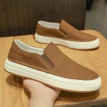 Повседневная кожаная мужская обувь, деловые итальянские мужские мокасины, модные мокасины, дышащие туфли-лодочки, мужская удобная обувь для вождения 38 коричневый