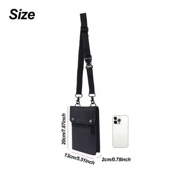Повседневная сумка-мессенджер, простая мини-сумка для удостоверения личности на шее, регулируемая многофункциональная сумка для хранения мобильного телефона на талии серый