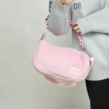 Повседневная сумка Niche Design Fur Bag Boston Pillow Bag Plush Crossbody Bag розовый